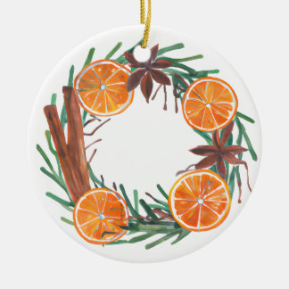 Oranges and cinnamon ceramic tree decoration
