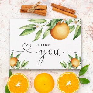 Oranges and Floral Branch Hand Lettered Thank You Card