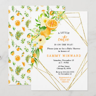 Oranges and Flowers Baby Shower Invitation