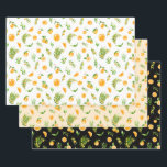 Oranges and Foliage Pattern Wrapping Paper Sheet<br><div class="desc">These fun and whimsical wrapping paper sheets are versatile and can be used for giving gifts or art and craft projects. They are ideal for any occasion such as birthdays,  weddings,  bridal showers,  baby showers,  anniversaries or general gifts. The design features watercolor oranges,  daisies and foliage.</div>