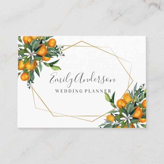 Oranges and gold trendy business card (Front)
