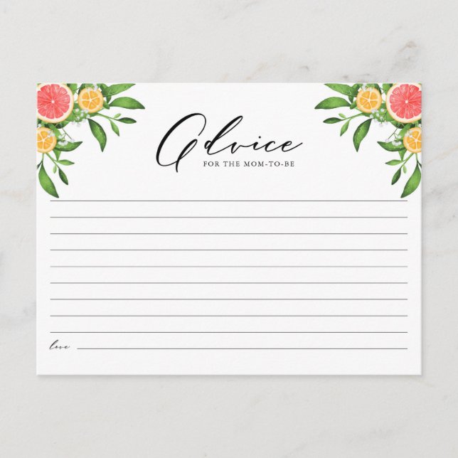 Oranges and Grapefruits Advice for the New Mum Postcard (Front)