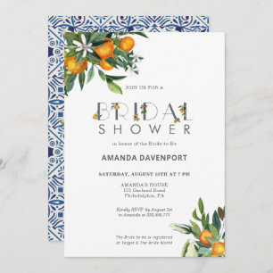 Oranges and greenery Bridal Shower  Invitation