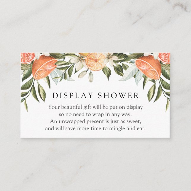 Oranges and Greenery Display Shower Enclosure Card (Front)