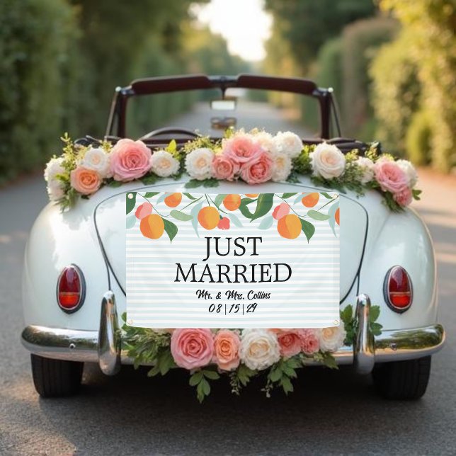Oranges and Leaves Just Married Car Banner (Creator Uploaded)