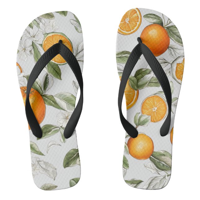 Oranges and leaves motif jandals (Footbed)