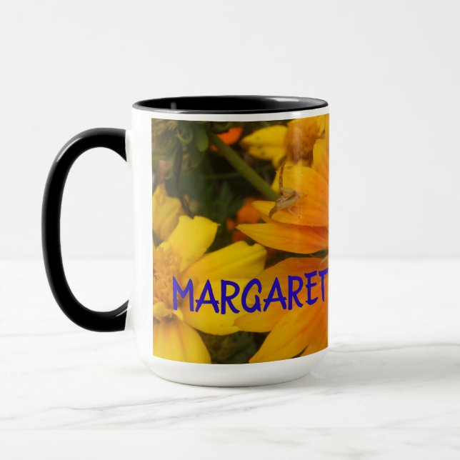 Oranges and Lemons Blanketflower With Crab Spider Mug (Left)