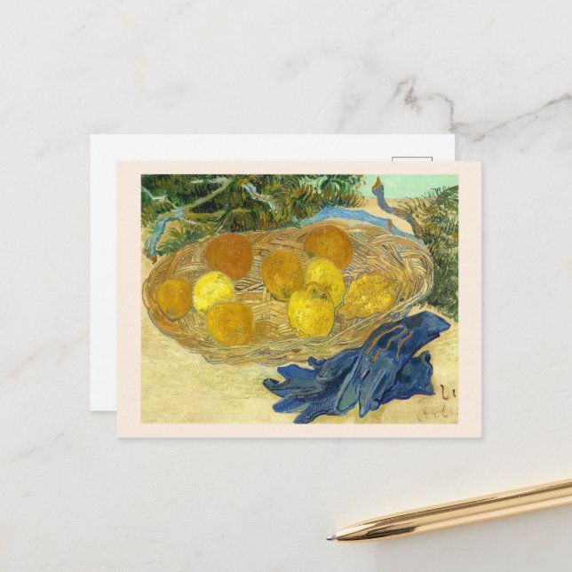  Oranges and Lemons with Blue Gloves by Van Gogh Postcard (Front/Back In Situ)