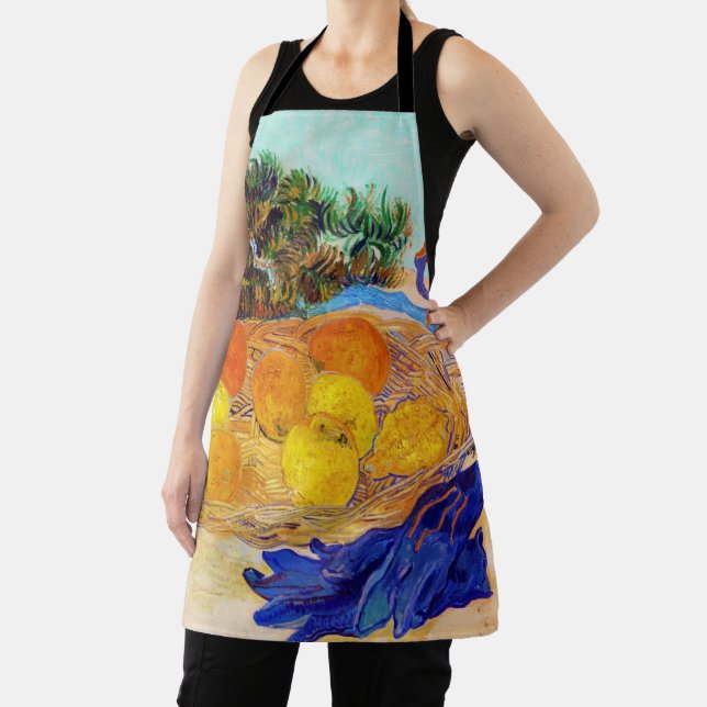 Oranges and Lemons with Blue Gloves, Van Gogh Apron (Insitu)