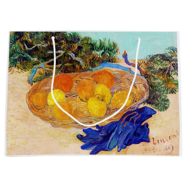 Oranges and Lemons with Blue Gloves, Van Gogh Large Gift Bag (Front)