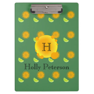 Oranges and Limes in Pretty Monogram Clipboard