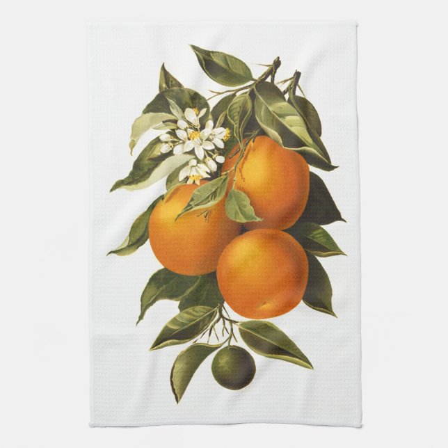 Oranges and Poppies Tea Towel (Vertical)