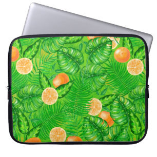 Oranges and tropical leaves laptop sleeve