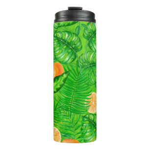 Oranges and tropical leaves thermal tumbler