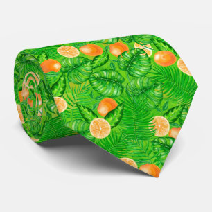 Oranges and tropical leaves tie