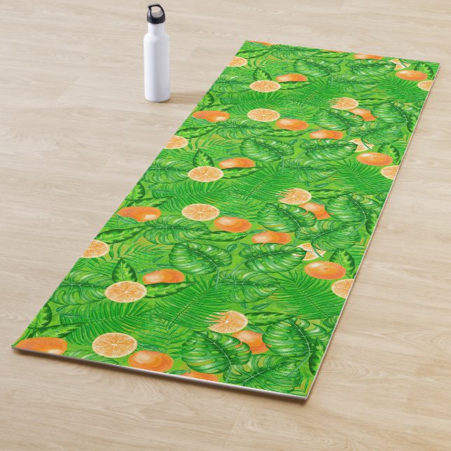 Oranges and tropical leaves yoga mat (In Situ)