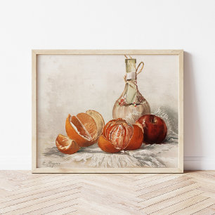 Oranges and Wine Bottle   E. Meyner Poster