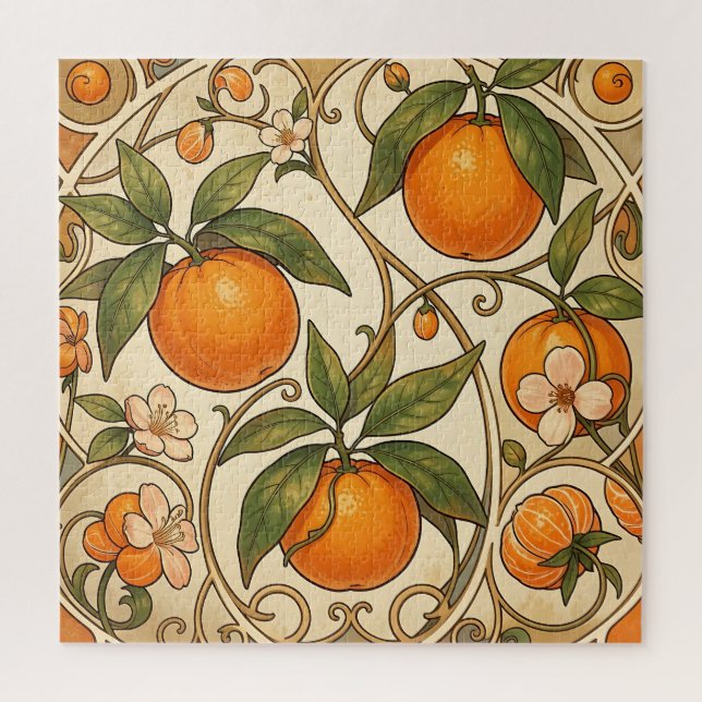 Oranges Art Nouveau Pattern Jigsaw Puzzle (Vertical)