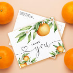 Oranges Branch Hand Lettered Thank You Postcard<br><div class="desc">Thank your guests for coming to your occasion,  whether it was a baby shower or birthday. Add your message on the back or leave it blank and handwrite a message to your guests.</div>