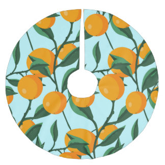 Oranges branches, citrus vintage print. brushed polyester tree skirt
