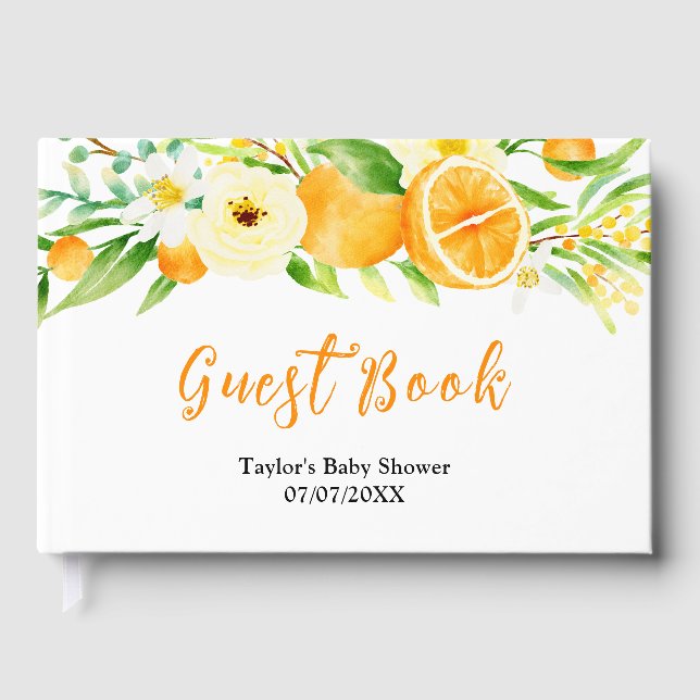 Oranges Citrus Baby Shower Guest Book (Front)