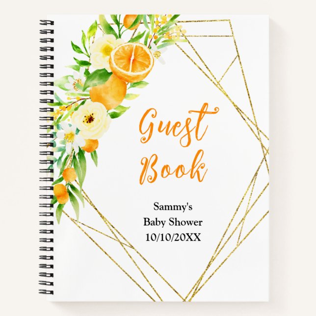 Oranges Citrus Baby Shower Guest Book (Front)