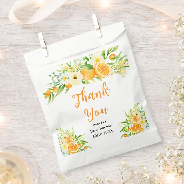 Oranges Citrus Baby Shower Thank You Favour Bags (Clipped)