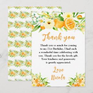 Oranges Citrus Birthday Thank You Card