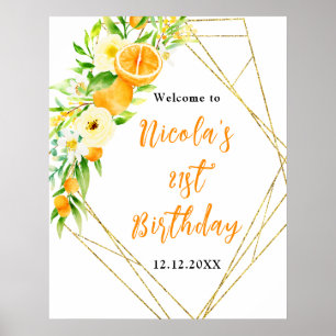 Oranges Citrus Birthday Welcome Poster