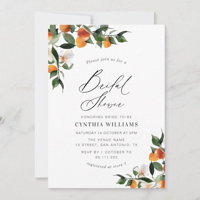 oranges citrus bridal shower invitation (Front)