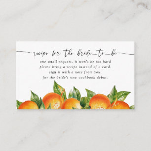 Oranges Citrus Bridal Shower Recipe Request Enclosure Card