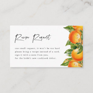 Oranges Citrus Bridal Shower Recipe Request Enclosure Card