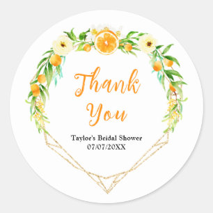 Oranges Citrus Bridal Shower Thank You Classic Round Sticker
