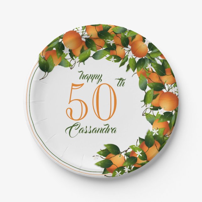 Oranges Citrus Fruit | Birthday Paper Plate (Front)