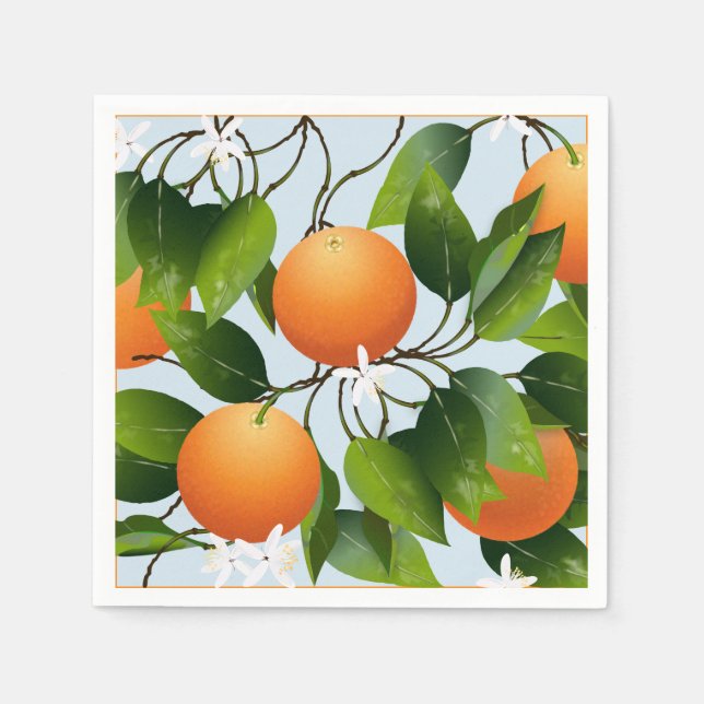 Oranges Citrus Fruit Cocktail Party Napkin (Front)