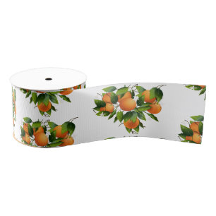 Oranges Citrus Fruit Floral Botanical Garden Grosgrain Ribbon