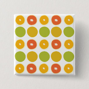 Oranges Citrus Fruits Food Pattern     15 Cm Square Badge