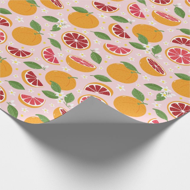 Oranges Citrus pattern light pink Wrapping Paper (Corner)