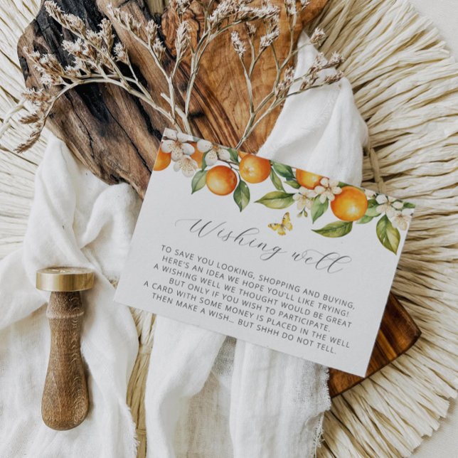 Oranges Citrus Summer Wishing Well Baby Shower Enclosure Card (Creator Uploaded)