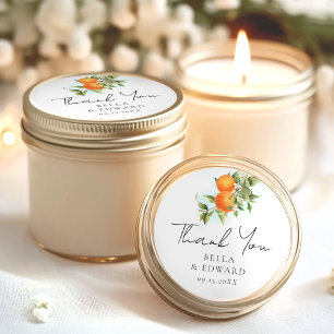 Oranges Citrus Thank You Wedding Classic Round Sticker