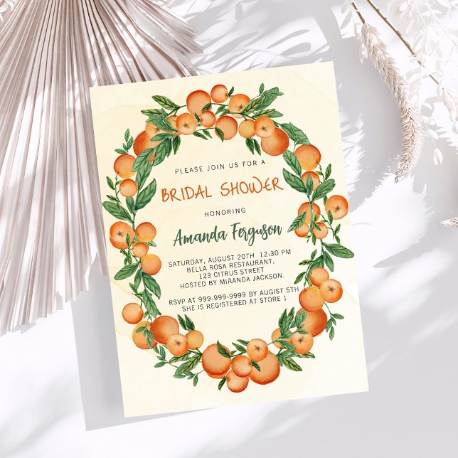 Oranges citrus watercolored bridal shower invitation (Creator Uploaded)