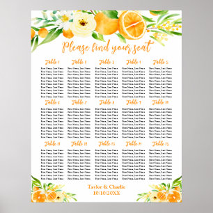 Oranges Citrus Wedding 15 Tables Seating Chart