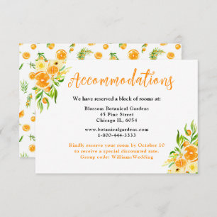 Oranges Citrus Wedding Accommodations Enclosure Card