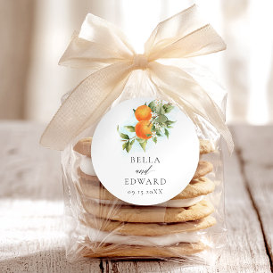 Oranges Citrus Wedding Classic Round Sticker