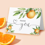 Oranges Floral Branch Hand Lettered Thank You Card<br><div class="desc">Thank your guests for coming to your occasion,  whether it was a baby shower or a birthday. Add your message on the back or leave it blank and handwrite a message to your guests.</div>