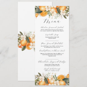 Oranges Floral Citrus Flowers Menu Wedding