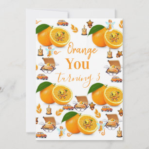 Oranges Fruit Cake Happy Birthday Invitation