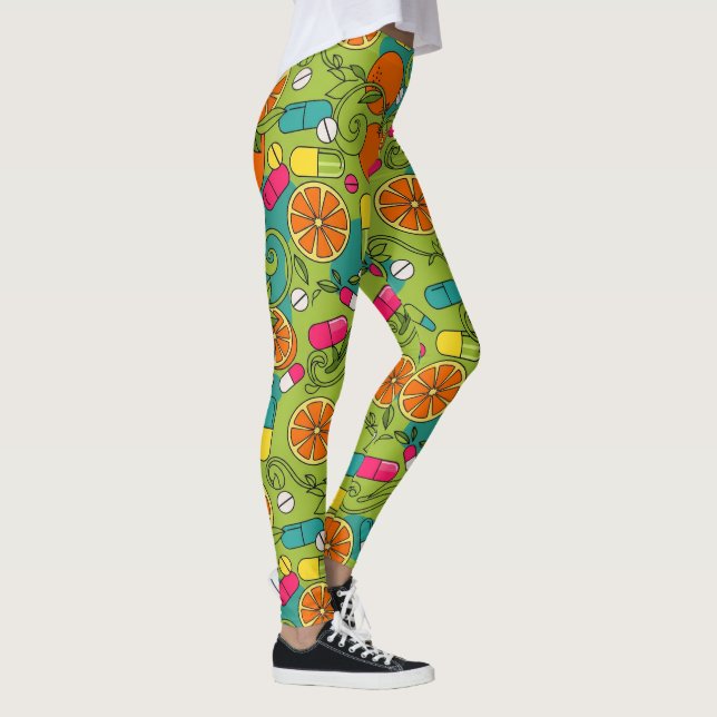 Oranges, Fruit & Capsules Healthcare Leggings (Right)