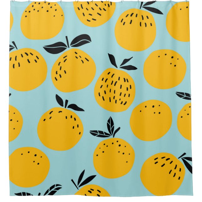 Oranges fruits seamless pattern shower curtain (Front)