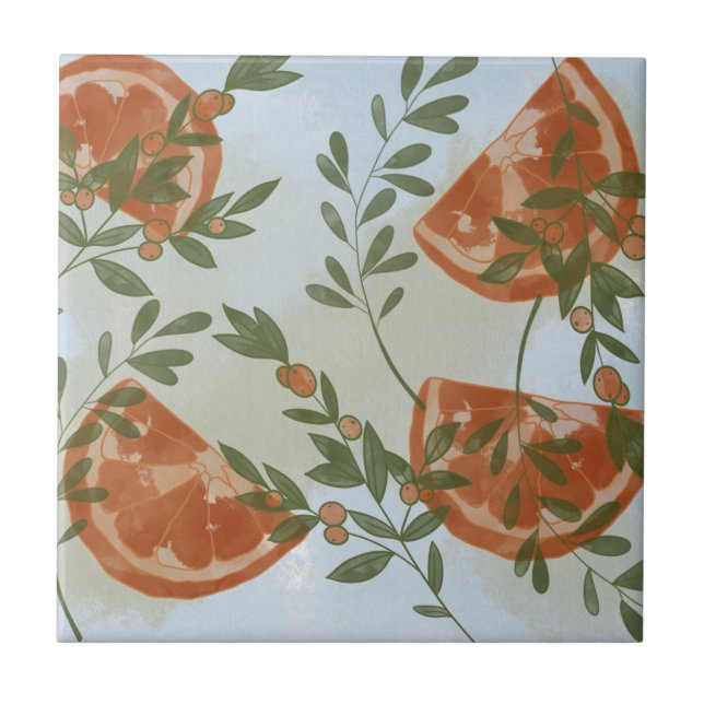 Oranges Greenery   Tile (Front)